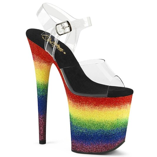 Pleaser FLAMINGO-808RG-04 Sandalia de Tacón Plataforma Purpurina Transparente Multicolor EU-35 / US-5