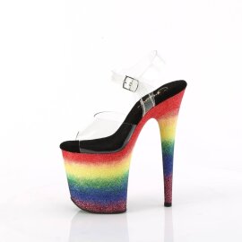 Pleaser FLAMINGO-808RG-04 Sandalia de Tacón Plataforma Purpurina Transparente Multicolor EU-35 / US-5
