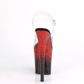 Pleaser FLAMINGO-808SS Sandalia de Tacón Plataforma Purpurina Negro Transparente EU-35 / US-5