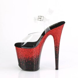Pleaser FLAMINGO-808SS Sandalia de Tacón Plataforma Purpurina Negro Transparente EU-37 / US-7