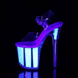Pleaser FLAMINGO-808UVG Sandalia de Tacón Plataforma Neón Transparente Rosa Claro EU-35 / US-5
