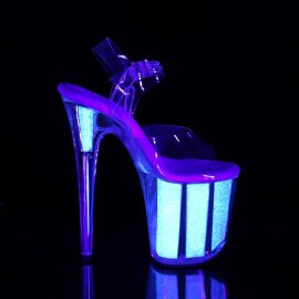Pleaser FLAMINGO-808UVG Sandalia de Tacón Plataforma Neón Transparente Rosa Claro EU-37 / US-7