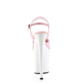 Pleaser FLAMINGO-809 Sandalia de Tacón Plataforma Charol Rosa Claro Blanco EU-41 / US-11