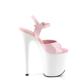 Pleaser FLAMINGO-809 Sandalia de Tacón Plataforma Charol Rosa Claro Blanco EU-35 / US-5