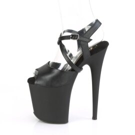 Pleaser FLAMINGO-824 Sandalia de Tacón Plataforma Cuero Sintético Negro EU-35 / US-5