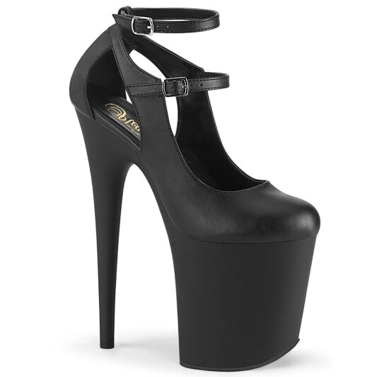 Pleaser FLAMINGO-850 Sandalia de Tacón Plataforma Cuero Sintético Negro EU-37 / US-7
