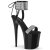 Pleaser FLAMINGO-870 Sandalia de Tacón Plataforma Charol Metalizado Negro Plata EU-38 / US-8