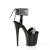 Pleaser FLAMINGO-870 Sandalia de Tacón Plataforma Charol Metalizado Negro Plata EU-38 / US-8