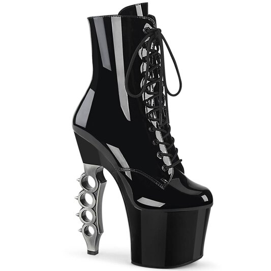 Pleaser IRONAgarre-1020 Botín Plataforma Charol Negro EU-37 / US-7