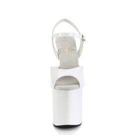 Pleaser NAUGHTY-809 Sandalia de Tacón Plataforma Charol Blanco EU-39 / US-9