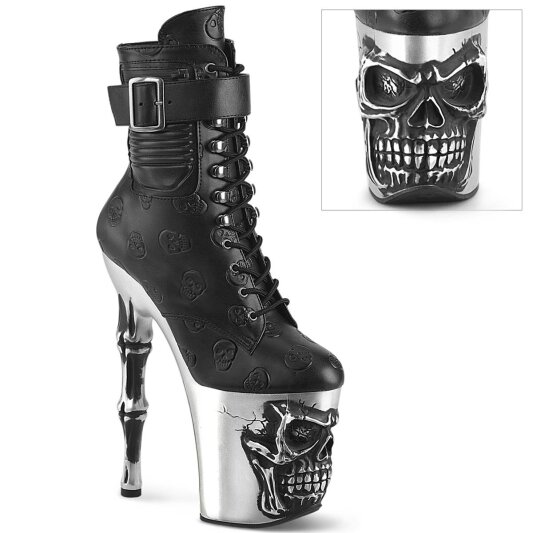 Pleaser RAPTURE-1020STR-02 Botín Plataforma Cuero Sintético Negro EU-35 / US-5
