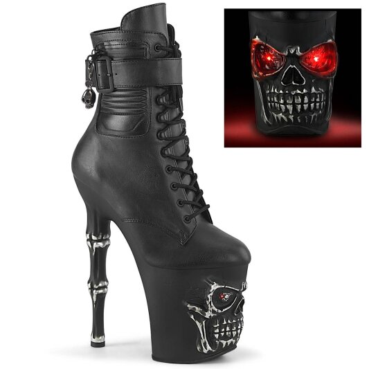 Pleaser RAPTURE-1020STR-LT Botín Plataforma Cuero Sintético Negro EU-39 / US-9