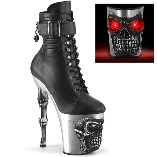 Pleaser RAPTURE-1020STR-LT Botín Plataforma Cuero Sintético Negro EU-38 / US-8