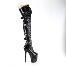 Pleaser RAPTURE-3028 Bota Alta Plataforma Charol Negro EU-37 / US-7