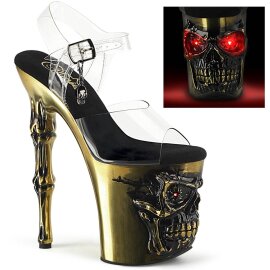 Pleaser RAPTURE-808-LT Sandalia de Tacón Plataforma Transparente Dorado EU-37 / US-7