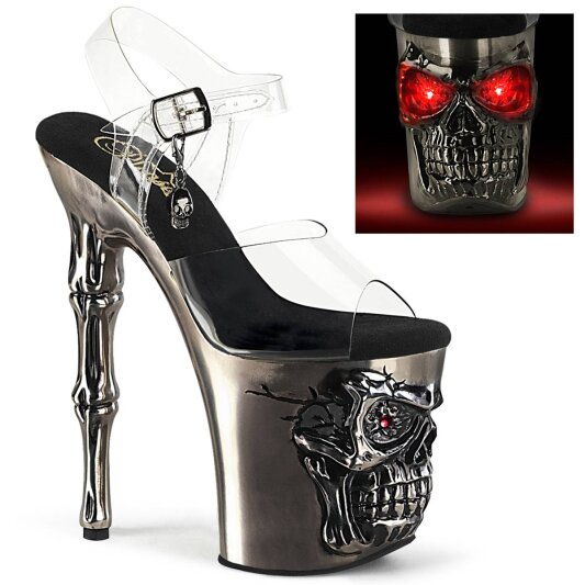 Pleaser RAPTURE-808-LT Sandalia de Tacón Plataforma Plata Transparente EU-35 / US-5