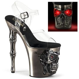 Pleaser RAPTURE-808-LT Sandalia de Tacón Plataforma Plata Transparente EU-37 / US-7
