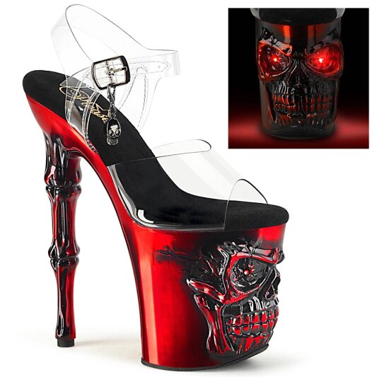 Pleaser RAPTURE-808-LT Sandalia de Tacón Plataforma Rojo Transparente EU-35 / US-5