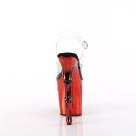 Pleaser RAPTURE-808-LT Sandalia de Tacón Plataforma Rojo Transparente EU-35 / US-5