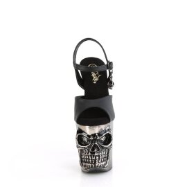 Pleaser RAPTURE-809-LT Sandalia de Tacón Plataforma Cuero Sintético Negro Plata EU-38 / US-8