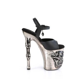 Pleaser RAPTURE-809-LT Sandalia de Tacón Plataforma Cuero Sintético Negro Plata EU-38 / US-8