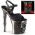 Pleaser RAPTURE-809-LT Sandalia de Tacón Plataforma Cuero Sintético Negro Plata EU-38 / US-8
