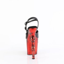Pleaser RAPTURE-809-LT Sandalia de Tacón Plataforma Cuero Sintético Negro Rojo EU-35 / US-5