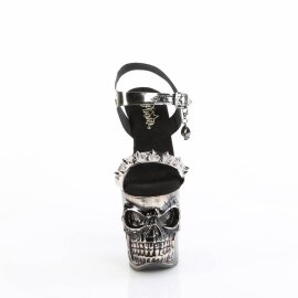 Pleaser RAPTURE-812-LT Sandalia de Tacón Plataforma Cuero Negro Plata EU-40 / US-10