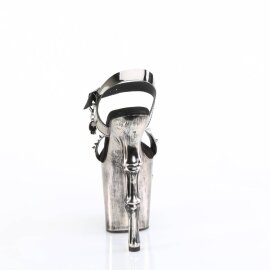 Pleaser RAPTURE-812-LT Sandalia de Tacón Plataforma Cuero Negro Plata EU-40 / US-10