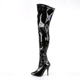 Pleaser SEDUCE-3000 Bota Alta Charol Negro EU-38 / US-8