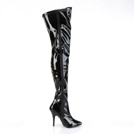 Pleaser SEDUCE-3000 Bota Alta Charol Negro EU-38 / US-8