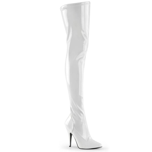 Pleaser SEDUCE-3000 Bota Alta Charol Blanco EU-37 / US-7