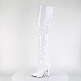 Pleaser SEDUCE-3010 Bota Alta Charol Blanco EU-38 / US-8