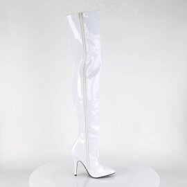 Pleaser SEDUCE-3010 Bota Alta Charol Blanco EU-38 / US-8