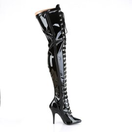 Pleaser SEDUCE-3024 Bota Alta Charol Negro EU-43 / US-13
