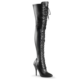 Pleaser SEDUCE-3024 Bota Alta Cuero Sintético Negro EU-37 / US-7