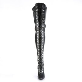 Pleaser SEDUCE-3024 Bota Alta Cuero Sintético Negro EU-37 / US-7