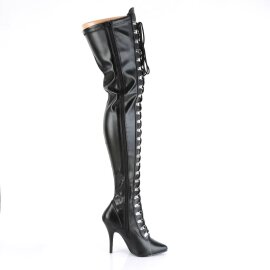 Pleaser SEDUCE-3024 Bota Alta Cuero Sintético Negro EU-37 / US-7