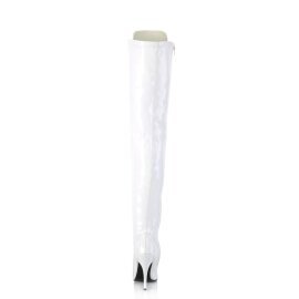 Pleaser SEDUCE-3024 Bota Alta Charol Blanco EU-40 / US-10
