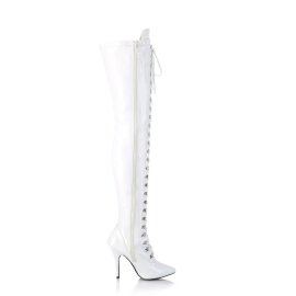 Pleaser SEDUCE-3024 Bota Alta Charol Blanco EU-38 / US-8