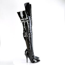 Pleaser SEDUCE-3080 Bota Alta Charol Negro EU-37 / US-7