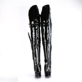 Pleaser SEDUCE-3080 Bota Alta Charol Negro EU-38 / US-8