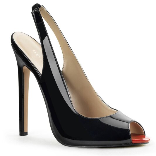 Pleaser SEXY-08 Sandalia de Tacón Charol Negro EU-43 / US-13