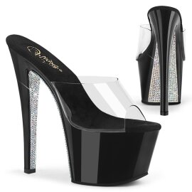 Pleaser SKY-301CRS Zapato Abierto Plataforma Negro Transparente EU-37 / US-7