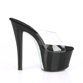 Pleaser SKY-301CRS Zapato Abierto Plataforma Negro Transparente EU-37 / US-7