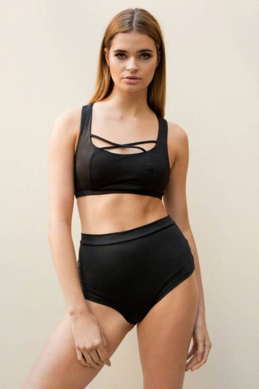 Lunalae Pantalones Cortos Tiro Alto Básico Negro XL