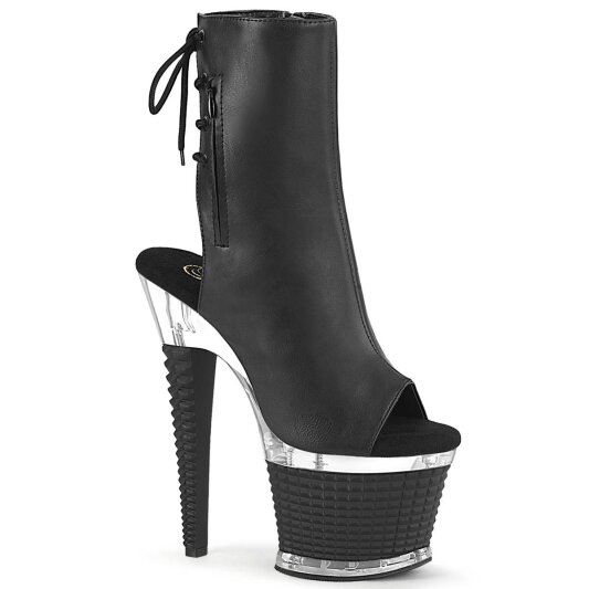 Pleaser SPECTATOR-1018 Botín Plataforma Cuero Sintético Negro EU-38 / US-8