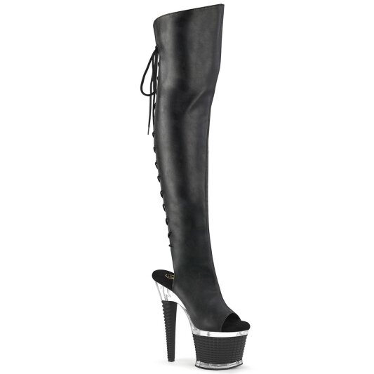 Pleaser SPECTATOR-3019 Bota Alta Plataforma Cuero Sintético Negro EU-37 / US-7