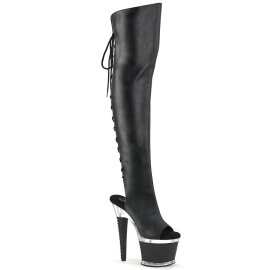Pleaser SPECTATOR-3019 Bota Alta Plataforma Cuero Sintético Negro EU-37 / US-7