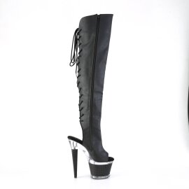 Pleaser SPECTATOR-3019 Bota Alta Plataforma Cuero Sintético Negro EU-37 / US-7